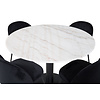 ebuy24 EstelleÃ˜106WHBL eethoek eetkamertafel wit, marmer en 4 Wrinkles eetkamerstal velours zwart.