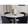 ebuy24 EstelleÃ˜106WHBL eethoek eetkamertafel wit, marmer en 4 Wrinkles eetkamerstal velours zwart.