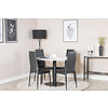 ebuy24 RazziaWH eethoek eetkamertafel terazzo wit en 4 Slim High Back eetkamerstal PU kunstleer zwart.