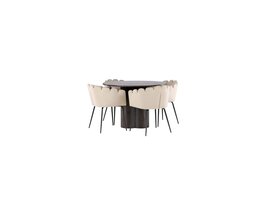 ebuy24 Olivia eethoek tafel mokka en 4 Limhamn stoelen beige.