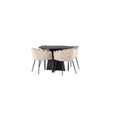 ebuy24 Bootcut eethoek tafel zwart en 4 Limhamn stoelen beige.