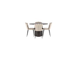 ebuy24 Olivia eethoek tafel mokka en 4 Limhamn stoelen beige.