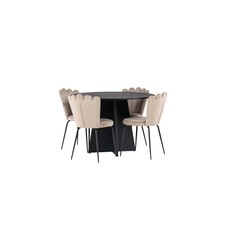 ebuy24 Bootcut eethoek tafel zwart en 4 Limhamn stoelen beige.