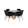 ebuy24 BiancaROWW eethoek eetkamertafel eik fineer wit washed en 4 Pippi eetkamerstal velours zwart.