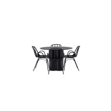 ebuy24 Olivia eethoek tafel zwart en 4 Dyrön stoelen zwart.