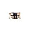 ebuy24 Olivia eethoek tafel zwart en 4 Sanjos stoelen naturel.