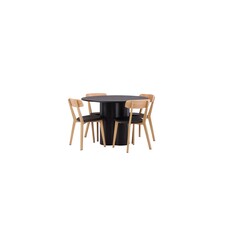 ebuy24 Olivia eethoek tafel zwart en 4 Sanjos stoelen naturel.