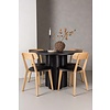 ebuy24 Olivia eethoek tafel zwart en 4 Sanjos stoelen naturel.