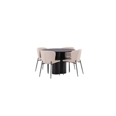 ebuy24 Olivia eethoek tafel zwart en 4 Modesto stoelen beige.