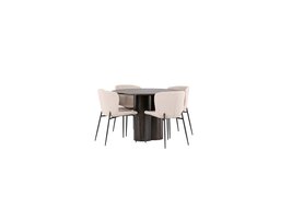 ebuy24 Olivia eethoek tafel mokka en 4 Modesto stoelen beige.