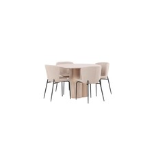 ebuy24 Olivia eethoek tafel whitewash en 4 Modesto stoelen beige.