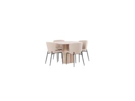 ebuy24 Olivia eethoek tafel whitewash en 4 Modesto stoelen beige.