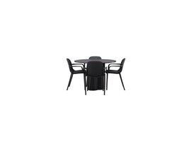 ebuy24 Olivia eethoek tafel zwart en 4 baltimore stoelen zwart.