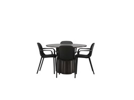 ebuy24 Olivia eethoek tafel mokka en 4 baltimore stoelen zwart.