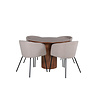 ebuy24 BiancaROWA eethoek eetkamertafel eik fineer en 4 Berit eetkamerstal beige.