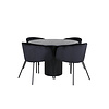 ebuy24 BiancaROBL eethoek eetkamertafel zwart en 4 Berit eetkamerstal velours zwart.