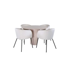 ebuy24 Bianca eethoek tafel whitewash en 4 berit stoelen beige.