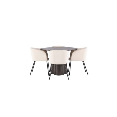 ebuy24 Olivia eethoek tafel mokka en 4 berit stoelen beige.