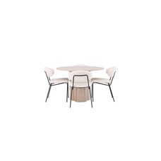 ebuy24 Olivia eethoek tafel whitewash en 4 Chico stoelen wit.