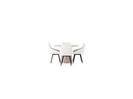 ebuy24 Olivia eethoek tafel whitewash en 4 Rosie stoelen beige.