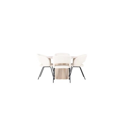 ebuy24 Olivia eethoek tafel whitewash en 4 Day stoelen offwhite.