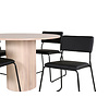 ebuy24 BiancaROWW eethoek eetkamertafel eik fineer wit washed en 4 Kenth eetkamerstal PU kunstleer zwart.