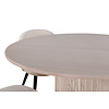 ebuy24 BiancaROWW eethoek eetkamertafel eik fineer wit washed en 4 Velvet Stitches eetkamerstal velours beige.