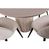 ebuy24 BiancaROWW eethoek eetkamertafel eik fineer wit washed en 4 Velvet Stitches eetkamerstal velours beige.