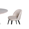 ebuy24 BiancaROWW eethoek eetkamertafel eik fineer wit washed en 4 Velvet Stitches eetkamerstal velours beige.