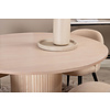 ebuy24 BiancaROWW eethoek eetkamertafel eik fineer wit washed en 4 Velvet Stitches eetkamerstal velours beige.