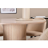 ebuy24 BiancaROWW eethoek eetkamertafel eik fineer wit washed en 4 Velvet Stitches eetkamerstal velours beige.