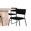 ebuy24 BiancaROWW eethoek eetkamertafel eik fineer wit washed en 4 Kenth eetkamerstal velours zwart.