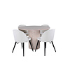 ebuy24 BiancaROWW eethoek eetkamertafel eik fineer wit washed en 4 Velvet eetkamerstal fluweel beige, zwart.
