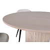 ebuy24 BiancaROWW eethoek eetkamertafel eik fineer wit washed en 4 Velvet eetkamerstal fluweel beige, zwart.