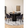 ebuy24 Bianca eethoek tafel zwart en 4 Velvet stoelen zwart.