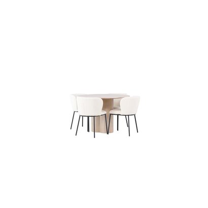 ebuy24 Olivia eethoek tafel whitewash en 4 Edina stoelen wit.