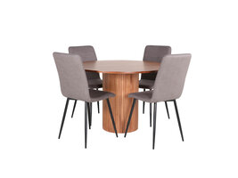 ebuy24 BiancaROWA eethoek eetkamertafel eik fineer en 4 Windu Lyx eetkamerstal grijs.