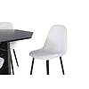 ebuy24 Marbs eethoek eetkamertafel zwart marmer decor en 4 Polar Fluff eetkamerstal Teddy wit.