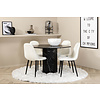 ebuy24 Marbs eethoek eetkamertafel zwart marmer decor en 4 Polar Fluff eetkamerstal Teddy wit.