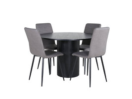 ebuy24 BiancaROBL eethoek eetkamertafel zwart en 4 Windu Lyx eetkamerstal grijs.