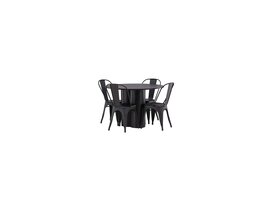 ebuy24 Olivia eethoek tafel zwart en 4 Tempe stoelen zwart.