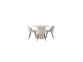 ebuy24 Olivia eethoek tafel whitewash en 4 Velvet stoelen grijs.