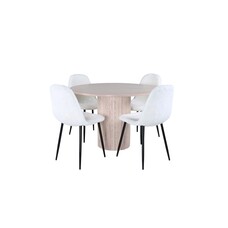 ebuy24 Bianca eethoek tafel whitewash en 4 Polar stoelen wit.