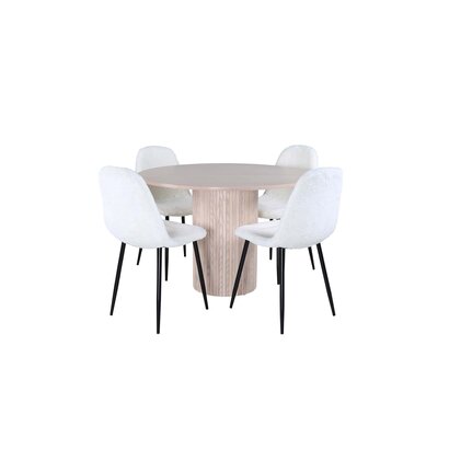 ebuy24 Bianca eethoek tafel whitewash en 4 Polar stoelen wit.