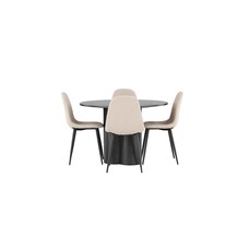 ebuy24 Olivia eethoek tafel zwart en 4 Polar stoelen beige.