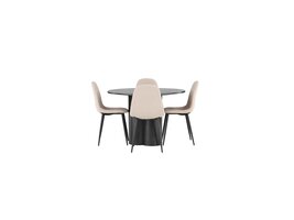 ebuy24 Olivia eethoek tafel zwart en 4 Polar stoelen beige.