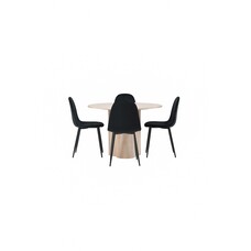 ebuy24 Olivia eethoek tafel whitewash en 4 Polar stoelen zwart.