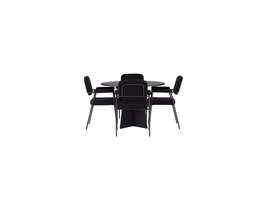 ebuy24 Bootcut eethoek tafel zwart en 4 Yesterday stoelen zwart.