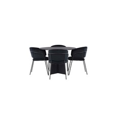 ebuy24 Bootcut eethoek tafel zwart en 4 Selma stoelen zwart.