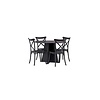 ebuy24 Bootcut eethoek tafel zwart en 4 Crosett stoelen zwart.